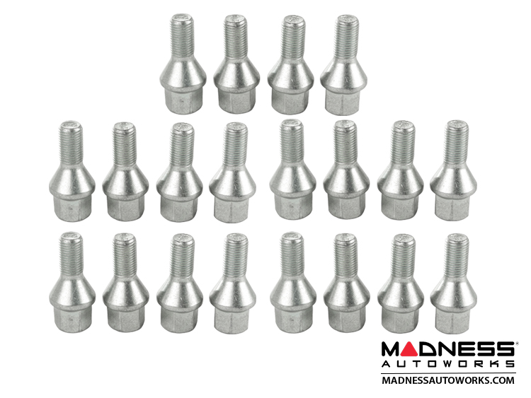 MINI Cooper Lug Bolt Set by Farad - Set of 20 - M14x1.25 - 60° Cone Seat - Silver (R60/ R61 Models)